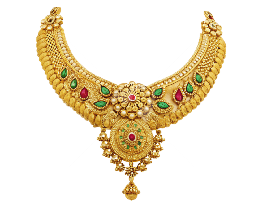 Gold jewelry necklace png image