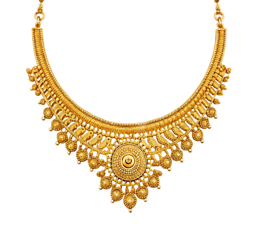 Gold jewelry necklace png image
