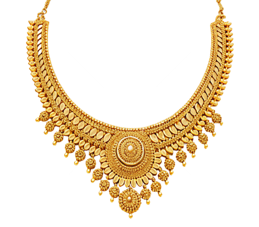 Gold jewelry necklace png image