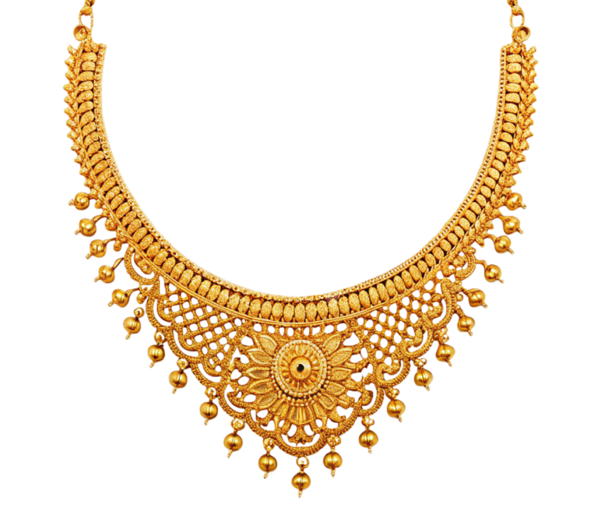 Gold jewelry necklace png image