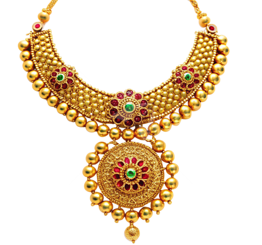 Gold jewelry necklace png image