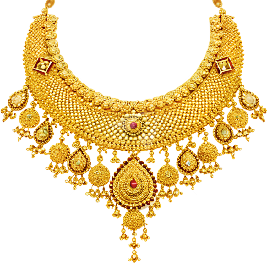 Gold necklace png image