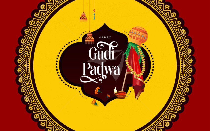 Happy Gudi Padwa Festival Background Design Template
