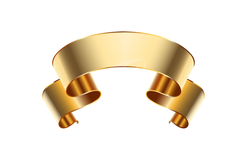 Elegant Golden Ribbon Banner Isolated on Transparent Background