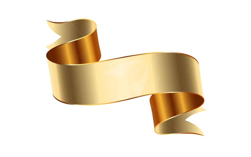 Elegant Golden Ribbon Banner Isolated on Transparent Background