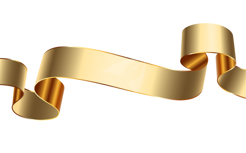 Elegant Golden Ribbon Banner Isolated on Transparent Background