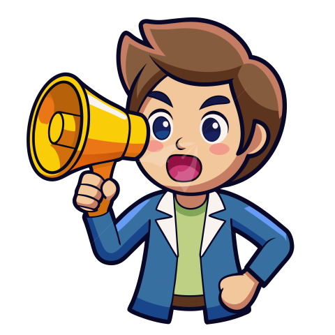 Man speaking with megaphone illustration