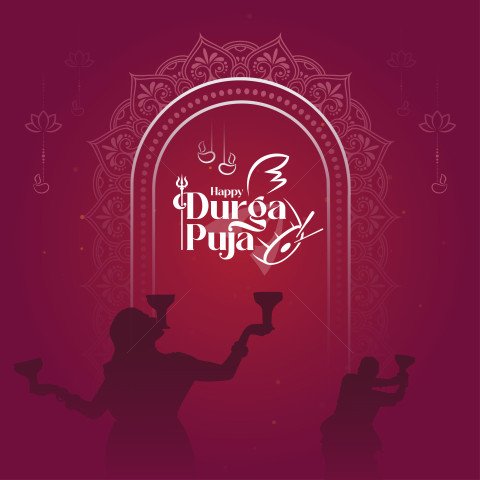 Happy Durga Puja Post Banner Design Template