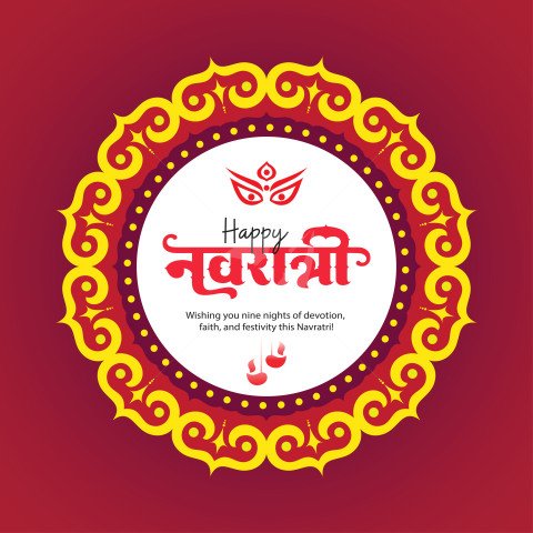 Happy Navratri Hindi Post Banner Design Template