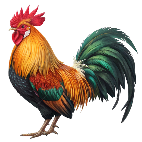 Big colorful rooster image transparent