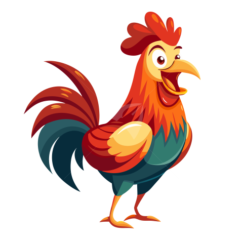 Cute laughing red rooster illustration png