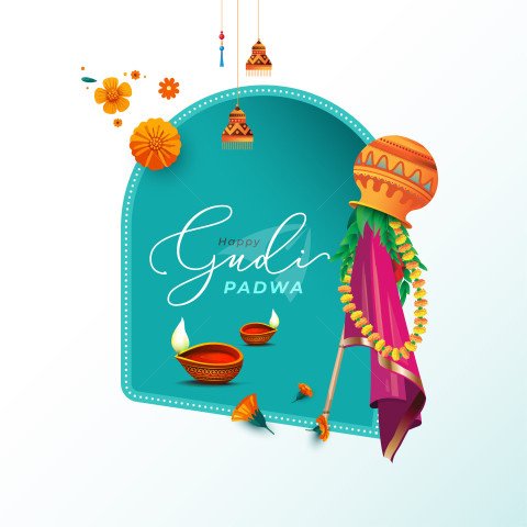 Happy Gudi Padwa Greeting Design Template Illustration