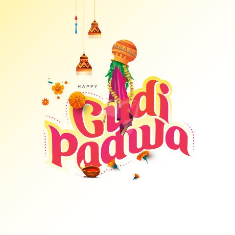 Happy Gudi Padwa Greeting Design Template Illustration