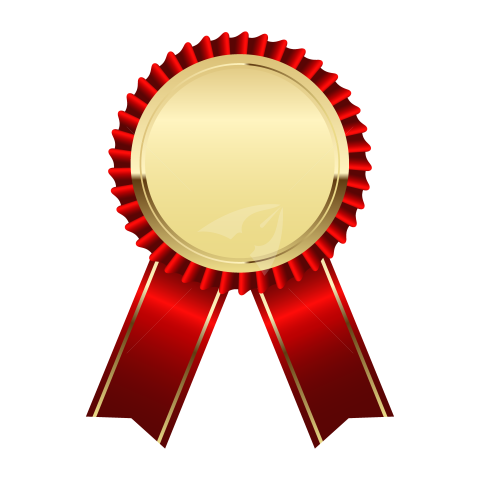 Golden red ribbon badge illustration
