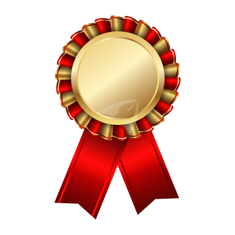 Golden red ribbon badge illustration