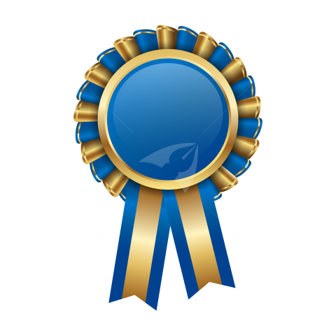 Golden blue ribbon badge illustration