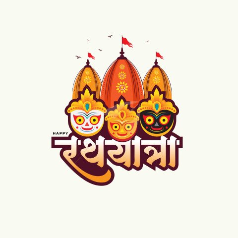 Colorful Rath Yatra Celebration with Traditional Deities and Temple Art