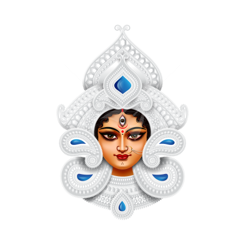 Goddess Durga Face Illustration with Traditional Ornaments