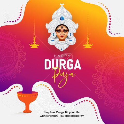 Happy Durga Puja Wishes Background Design Template