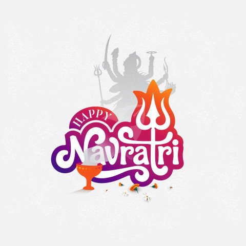 Happy Navratri Illustration with Goddess Durga Silhouette